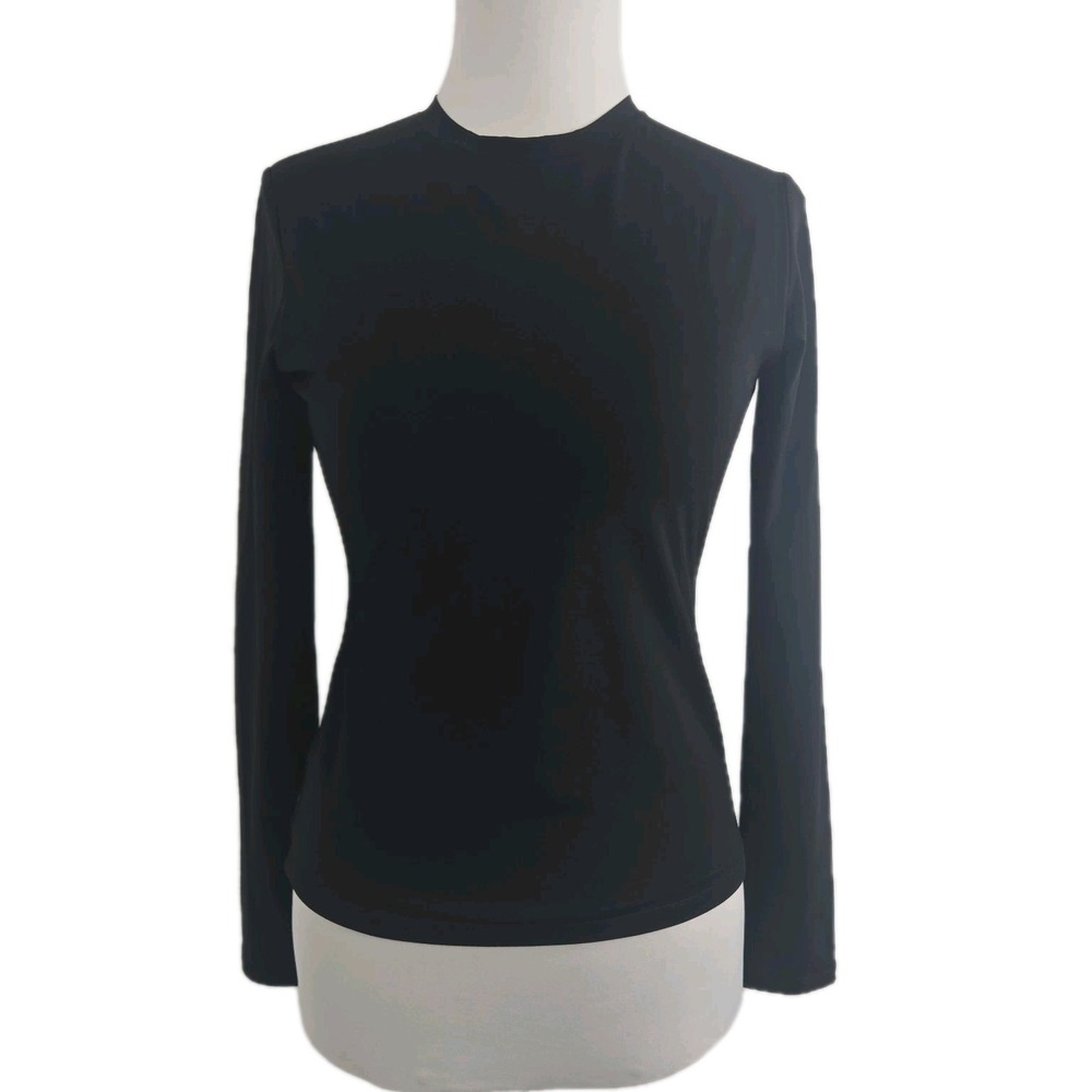 Pumiey Medium Black Long Sleeve Crew Neck T-shirt Top